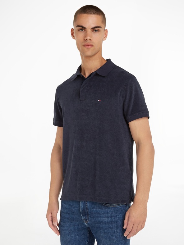Tommy Hilfiger Micro Towelling Polo Shirt Blue