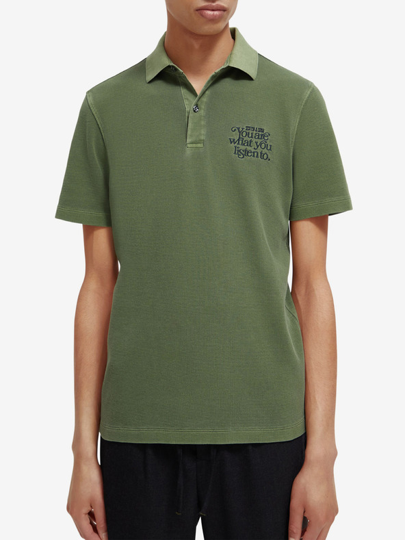 Scotch & Soda Garment Dye Polo Shirt Green